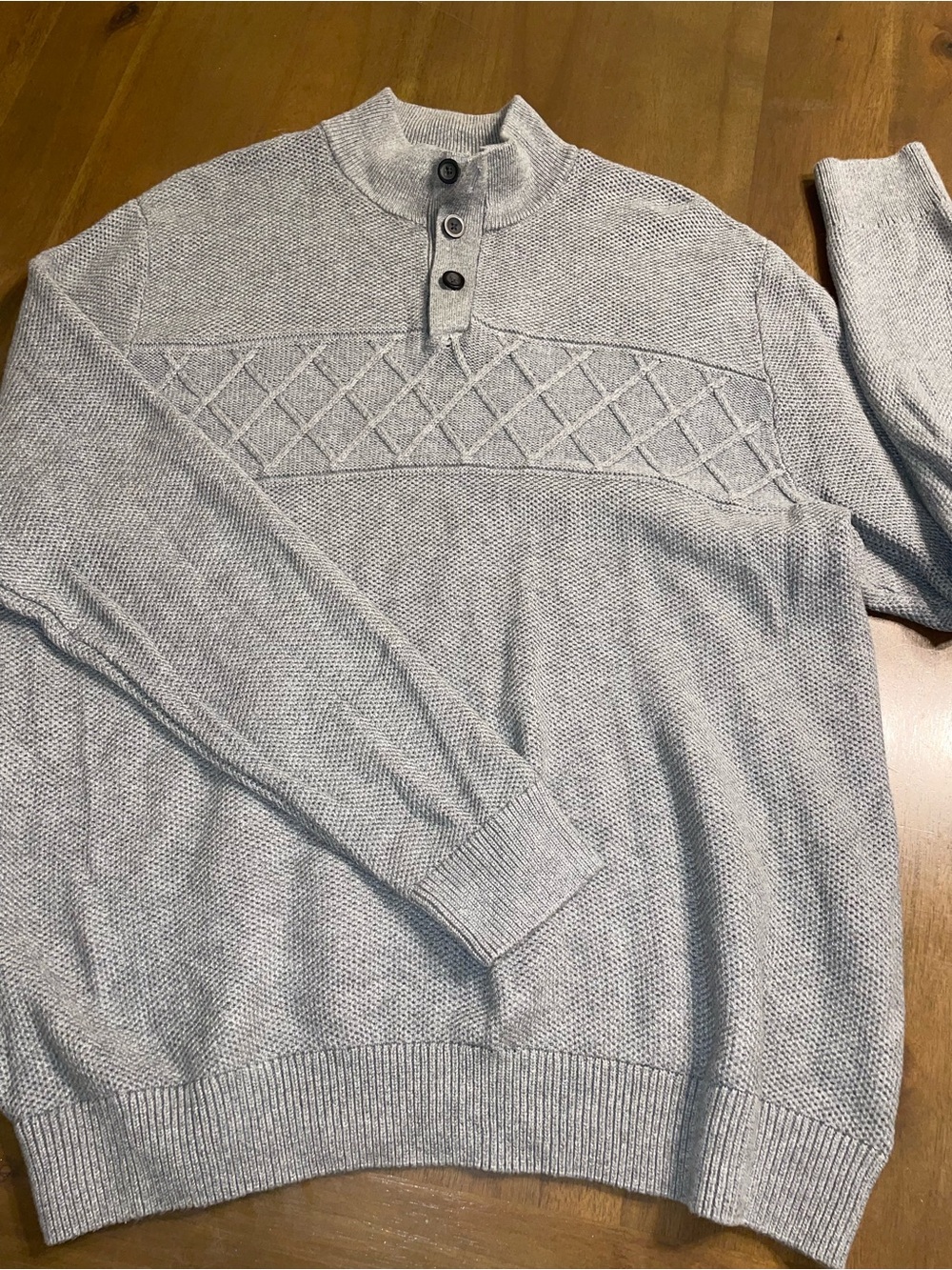 Chaps Light Gray Zip-Style Mock Neck Sweater